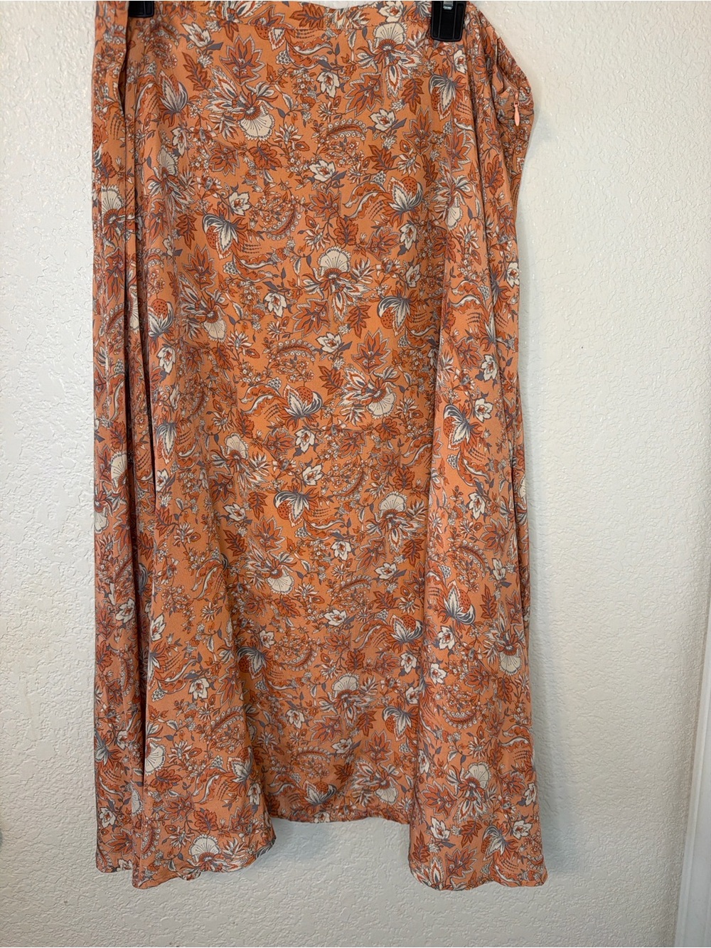 Garnet Hill Orange Floral Maxi Skirt with Cream and Gray Accents